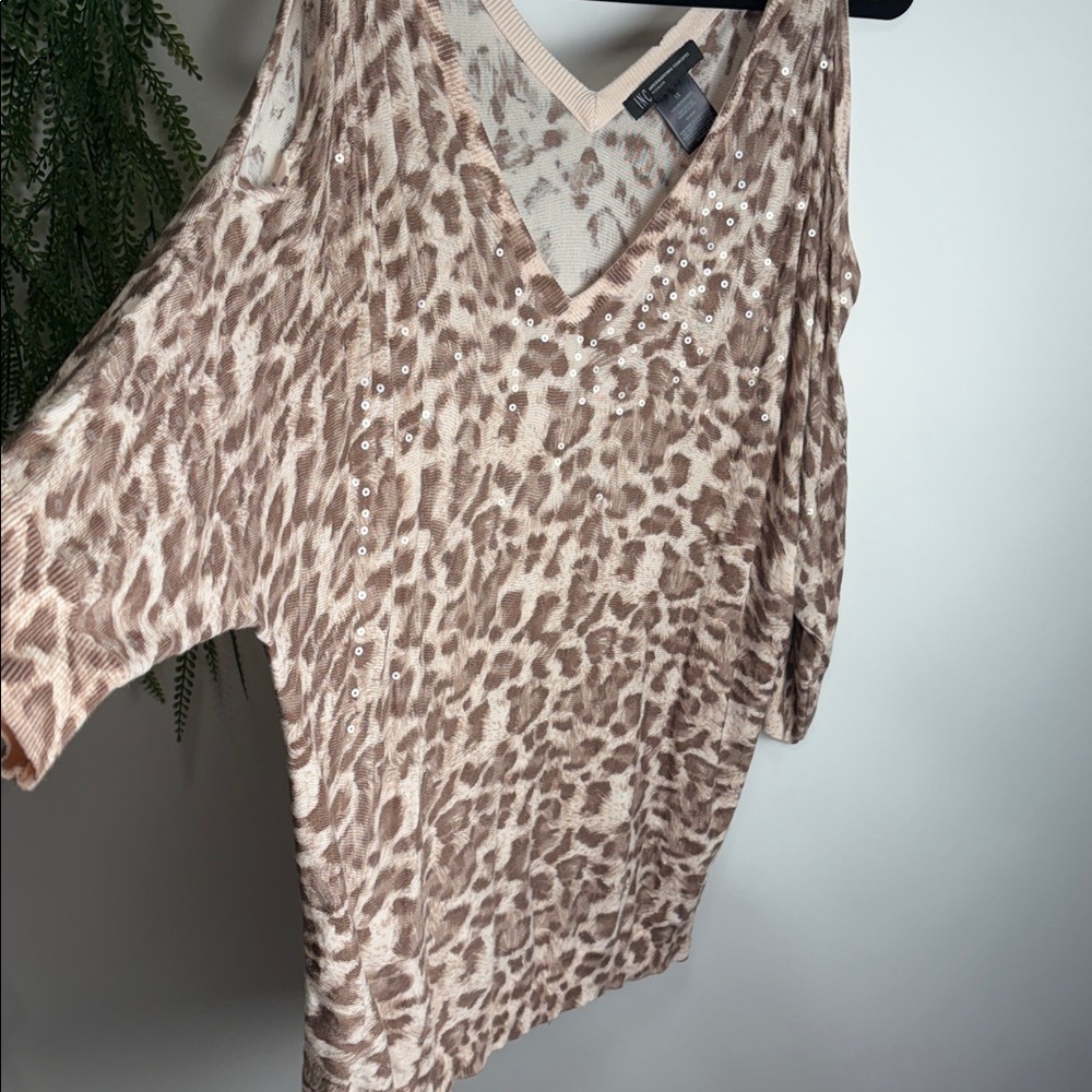 INC International Concepts Beige and Brown Knit Top